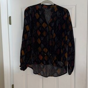 APNY Geometric Patterned Hi-Lo Blouse